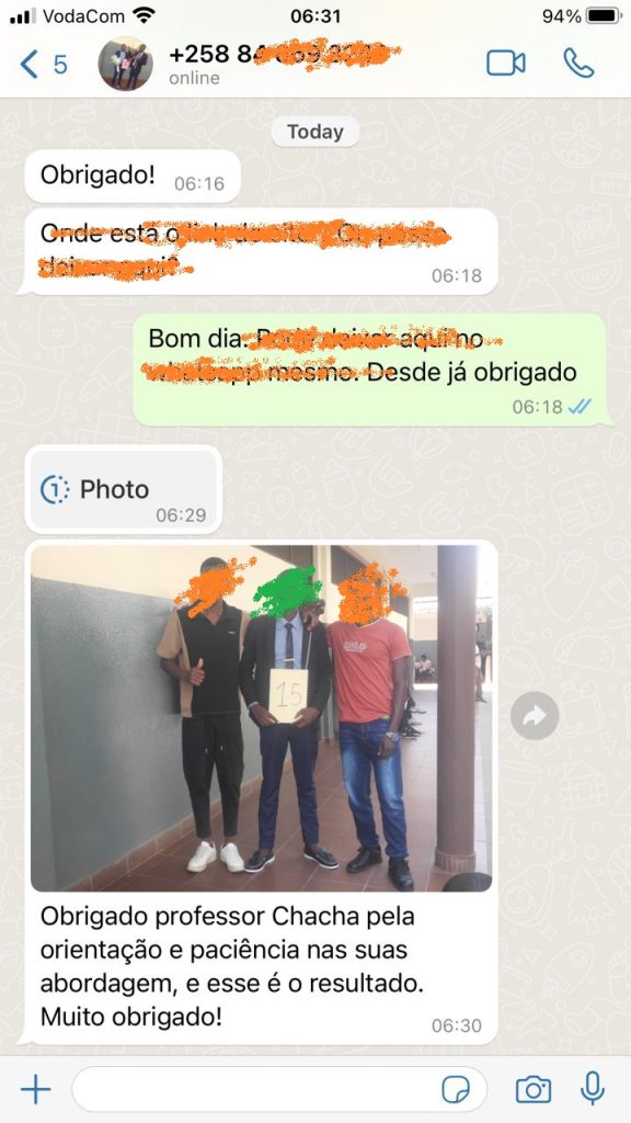 Depoimento de estudante