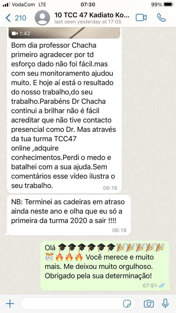 Depoimento de estudante