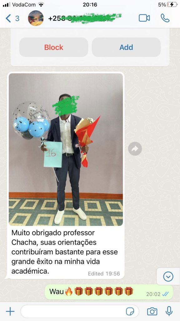 Depoimento de estudante